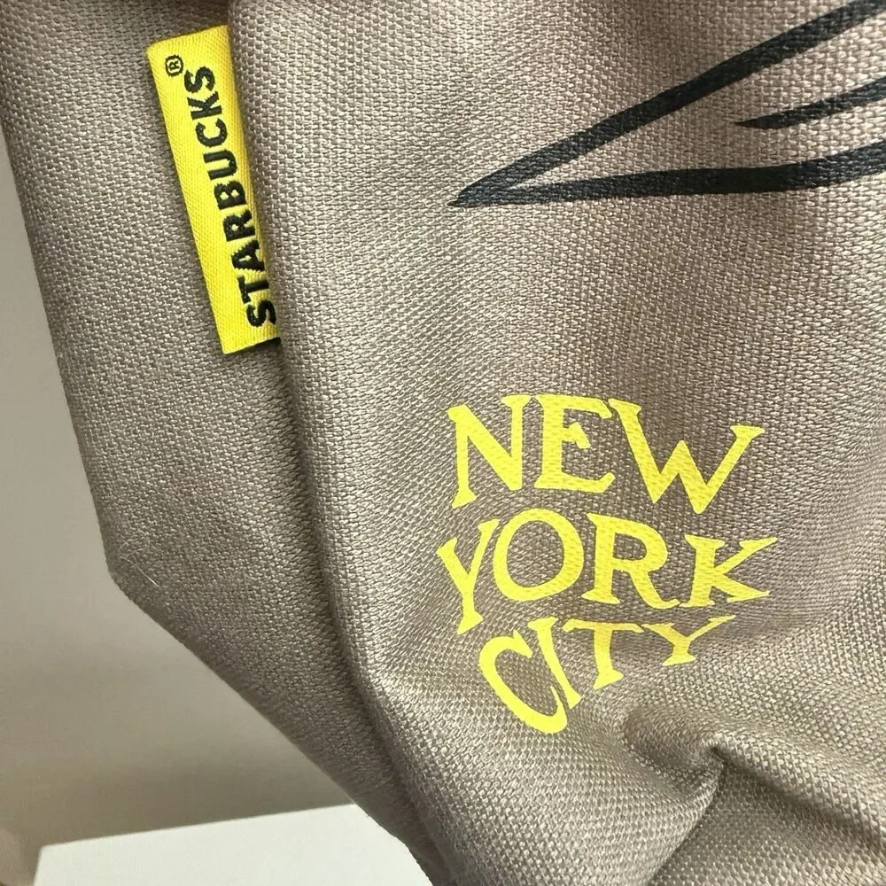 NWT STARBUCKS Collection New York City Statue Liberty NYC Canvas Tote Bag Rare - Picture 4 of 7